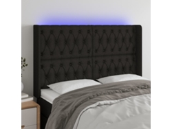 Cabecero Con Led De Tela Negro 147x16x118/128 Cm