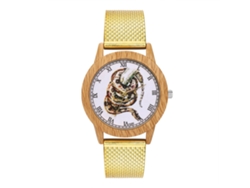 Reloj De Cuarzo Analógico Unisex Con Correa De Malla Lujo Simple Casual Oro Zhoulianfa