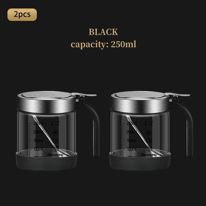 (2 piezas, 250 ml, negro) Tarros de cristal para especias y condimentos con cuchara, azucarero y salero - Utensilios de cocina