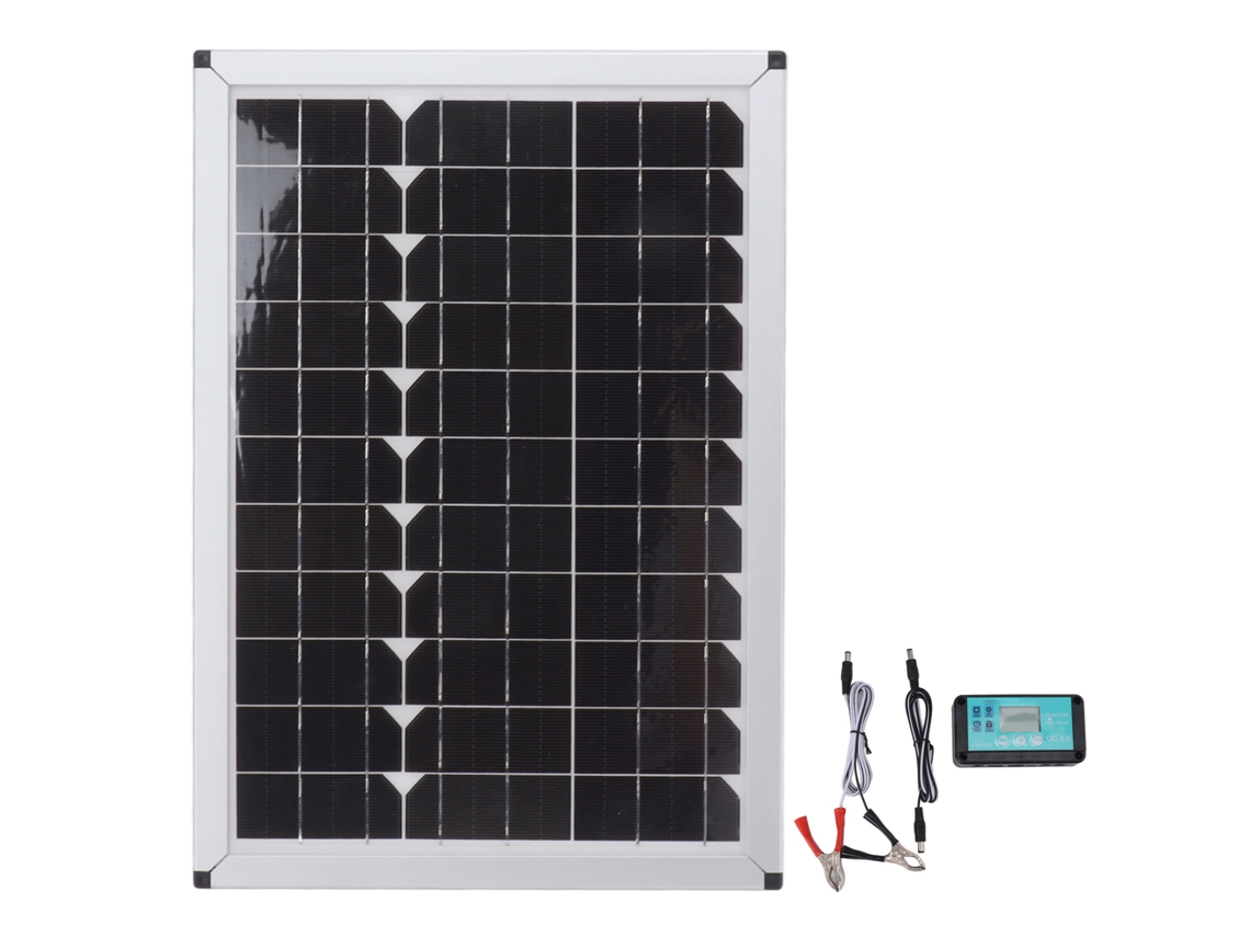Kit cargador de batería con panel solar de silicio monocristalino de 100 W y 18 V con controlador USB dual para coche, autocaravana y barco (sin marca)