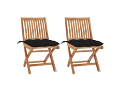 Conjunto 2 Silla de jardín VIDAXL Negro Teca (46.5x58x88 cm)