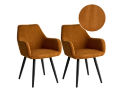 Sillas de comedor BELIANI Mori tapizadas con reposabrazos en pana naranja 56x64x83 cm