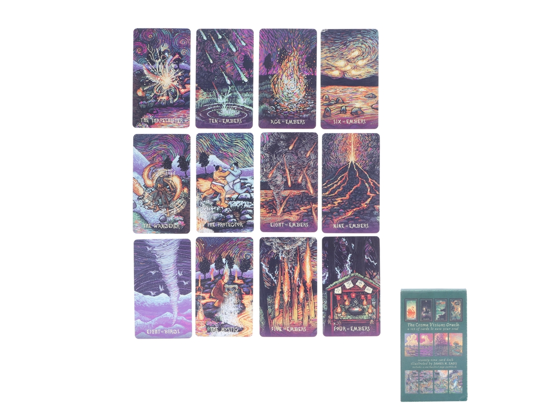 Rebe-78 Oracle Cosma Visions Tarot Decks em inglês para jogo de tabuleiro de adivinhação e previsão do futuro.