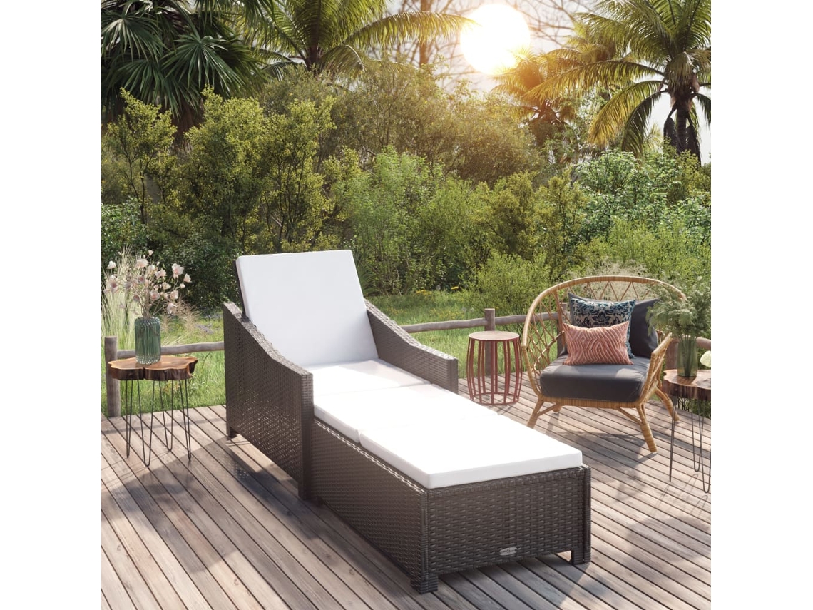 Tumbona con Almohada Crema Vime Pie Negro