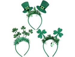 Nuobesty Set De 3 Diademas Verdes Con Lentejuelas En Forma De Trébol Para El Día De San Patricio, Talla Única, Accesorios Festivos