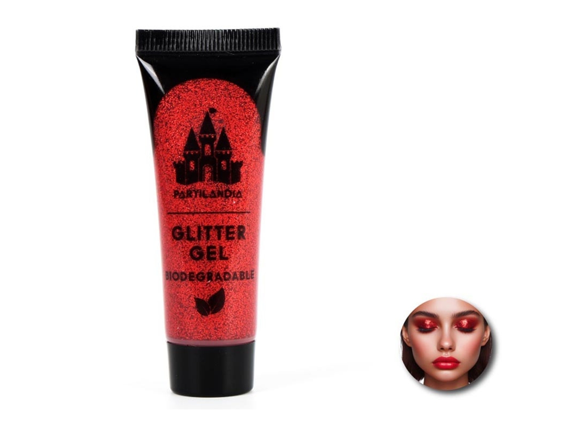 Gel Glitter Biodegradable rojo de 3x8 cm