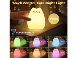 Luz de noche para niños, diseño de gato, con pilas, 7 colores, para mesa, dormitorio, decoración, Bestvite
