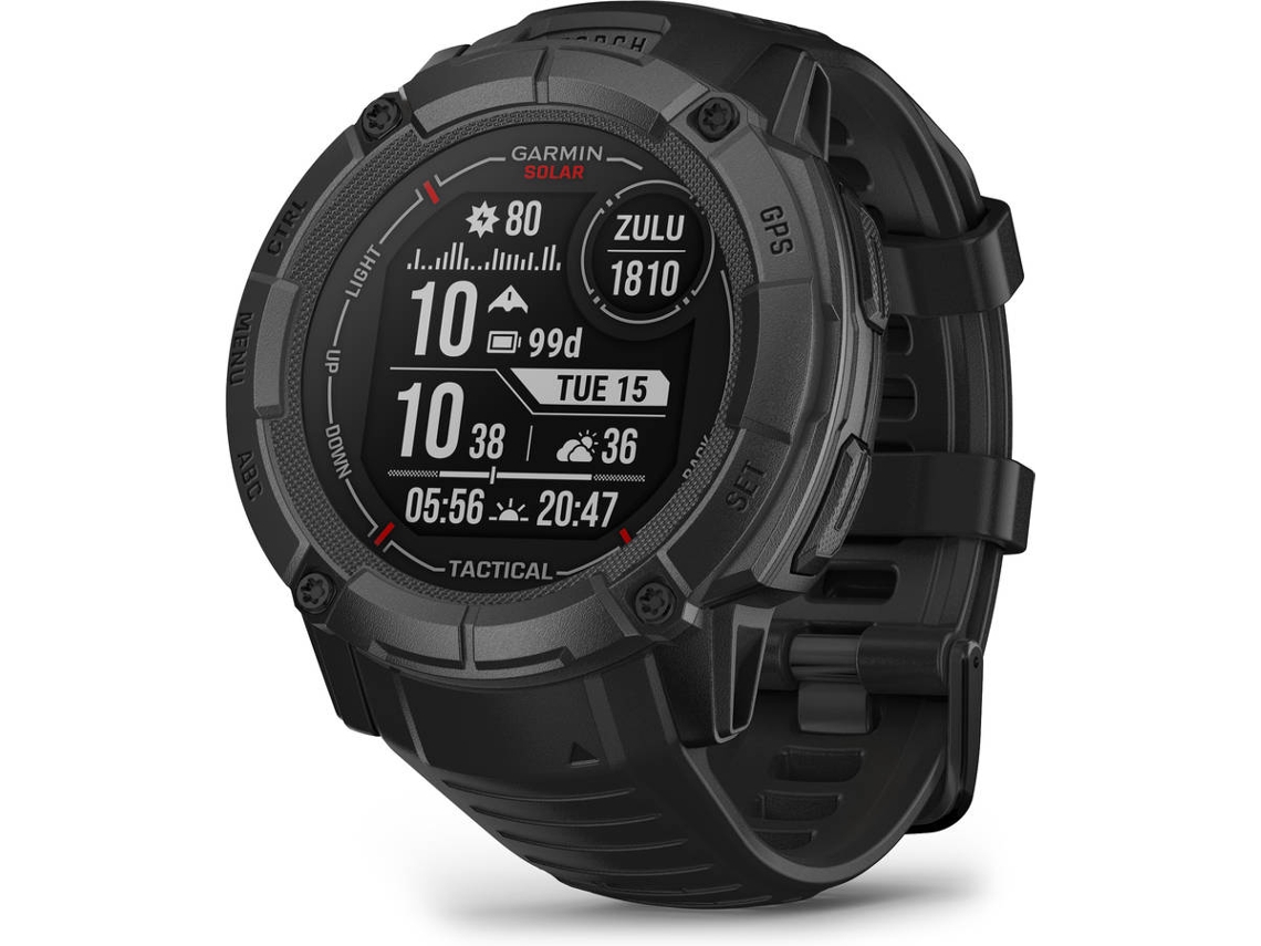 Smartwatch GARMIN Instinct 2X Tactical Edition (Bluetooth - Hasta 40 días de autonomía con energía solar - Negro)