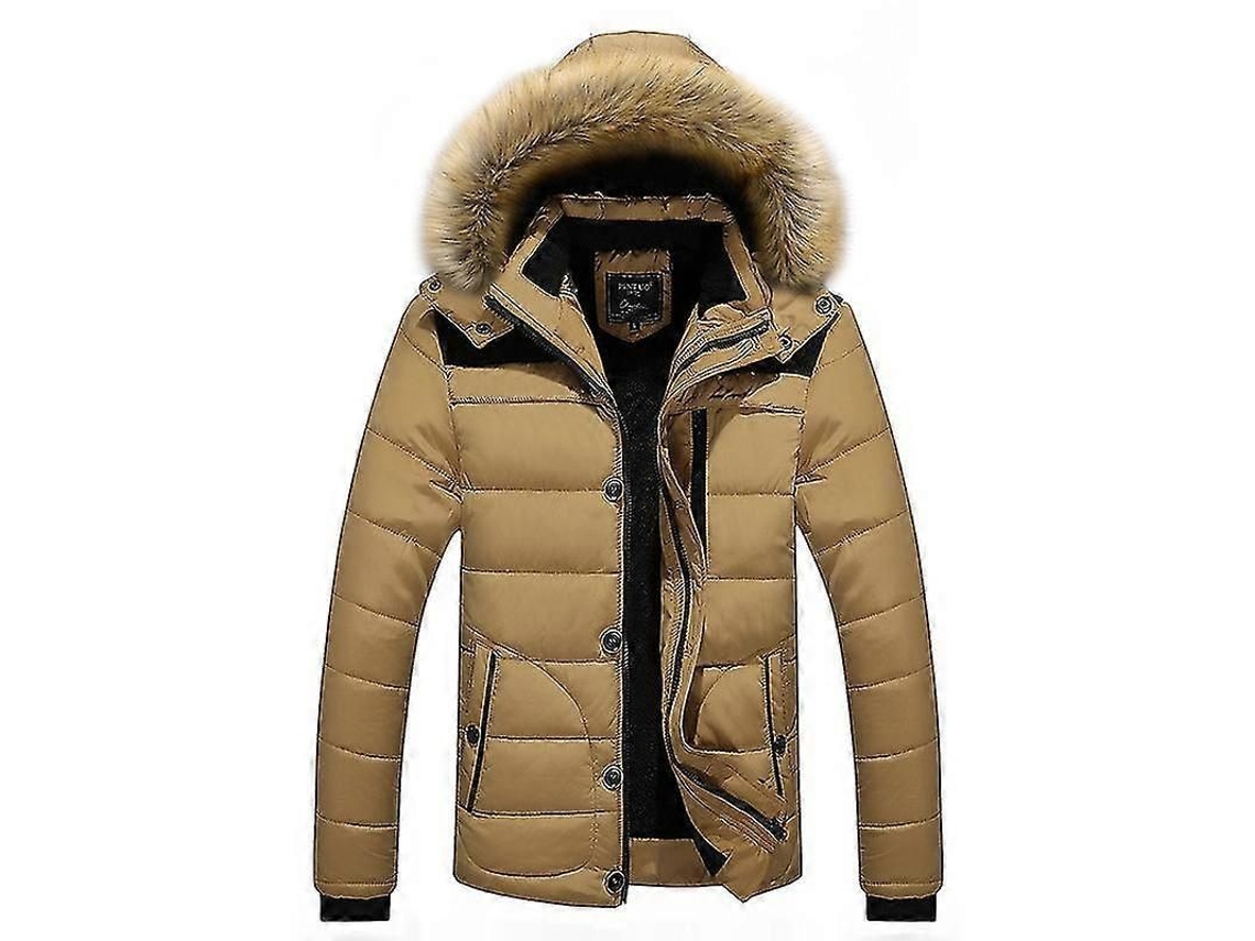 Chaqueta De Invierno Para Hombre Abrigada Con Capucha De Pelo Talla 3xl Caqui 3xl Caqui