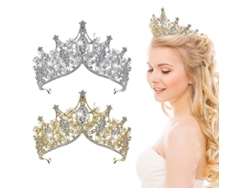 2 Coronas Barrocas De Reina, Tiara Para Novia Y Dama De Honor Con Diamantes De Imitación Y Cristal, Oro Y Plata.