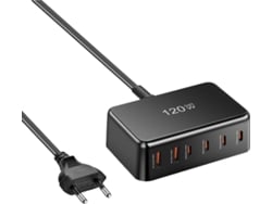 Cargador Rápido Usb-c, Cargador Multipuerto Para Teléfono | 120 W, 6 Puertos