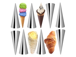 MEOIRUERY Moldes de Acero Inoxidable 12 Unidades para Hornear, Formas Cónicas para Pastelitos, Herramienta para Masa en Espiral Grande