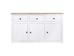 Aparador | Mueble De Comedor | Buffet De Madera De Pino Estilo Panamá Blanco 135x40x80 Cm Wsd821224