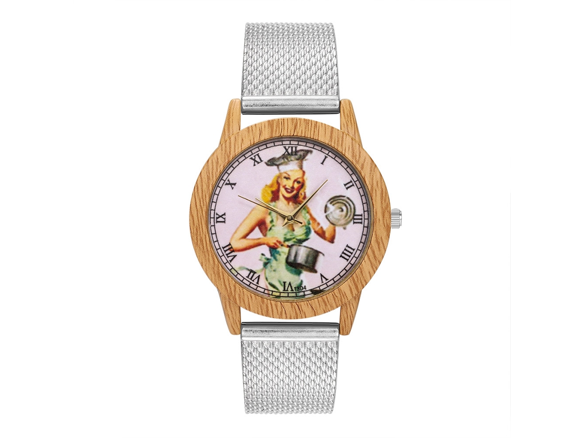 Reloj Unisex De Cuarzo Con Correa De Malla De Acero Dial Redondo Números Romanos Plata Zhoulianfa