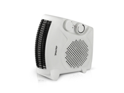 Mini calefactor eléctrico blanco con mando giratorio, ideal para el hogar y la oficina. Sfushos