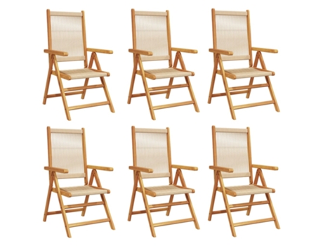 Conjunto 6 Silla De Jardín VIDAXL Beige Madera