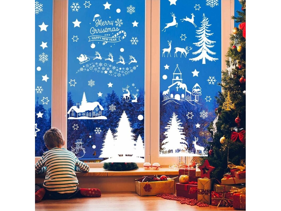 Adhesivos de Copos de Nieve de Navidad, Adhesivos Estáticos a Prueba de Agua para Decoración de Vacaciones, Reutilizables, Fáciles de Limpiar y Reposicionar LAOPIPFU