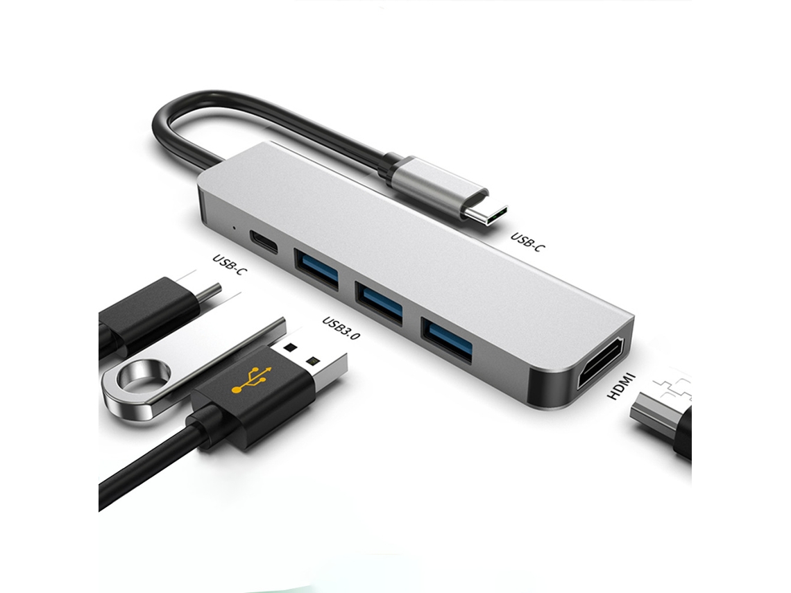 Base de expansión para celular, tableta, convertidor, consola de juegos, base de expansión HDMI, concentrador USB seis en uno Chennnls