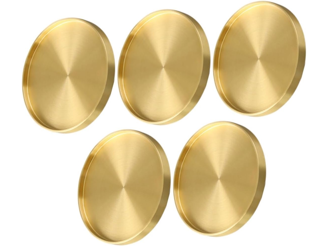 Juego De 5 Posavasos Pequeños De Latón, Posavasos Decorativos Dorados.