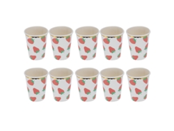 Juego De Vajilla Desechable De Papel Con Estampado De Fresas Para Fiestas, 10 Piezas.