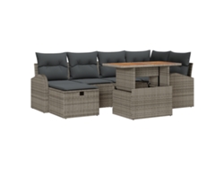 Conjunto 7 De Sofá De Jardín Vidaxl Gris Ratán, Poliéster