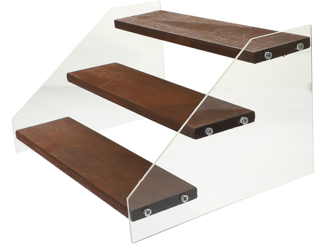 Estante Elevador Multifuncional De 3 Niveles De Madera Y Acrílico Para Figuras.