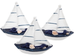 Modelo De Velero En Miniatura De 3 Piezas Para Decoración Náutica. Barco De Vela Creativo.