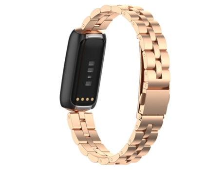 Correa de acero inoxidable tres cuentas hebillas planas para Fitbit Luxe/Special Edition - oro rosa
