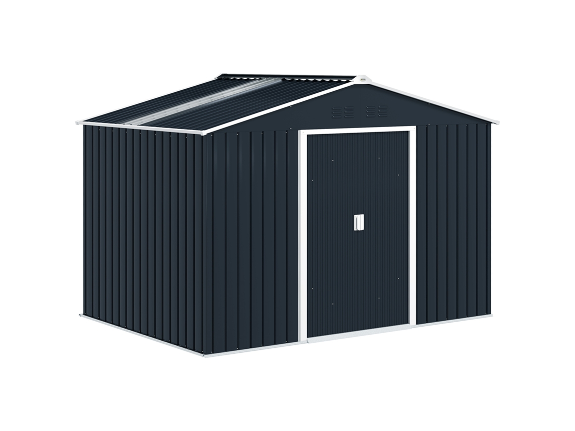 Casinha de jardim externa de 1,09 m² com piso, porta com fechadura, janela e ventilação (128x104x196 cm) S/MARCA