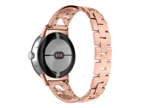 Correa de acero inoxidable decoración de strass ciruela desmontable para Google Pixel Watch - oro rosa