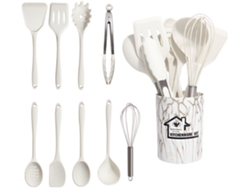 10 Piezas De Utensilios De Cocina De Silicona Utensilios De Cocina Antiadherentes Resistentes Al Calor Blanco Gertiz