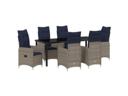 Maison Exclusive - Conjunto De Comedor De Jardín 7 Pcs Negro Ratán Sintético