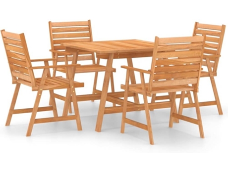 Conjunto 5 de comedor para jardín VIDAXL madera maciza de acacia