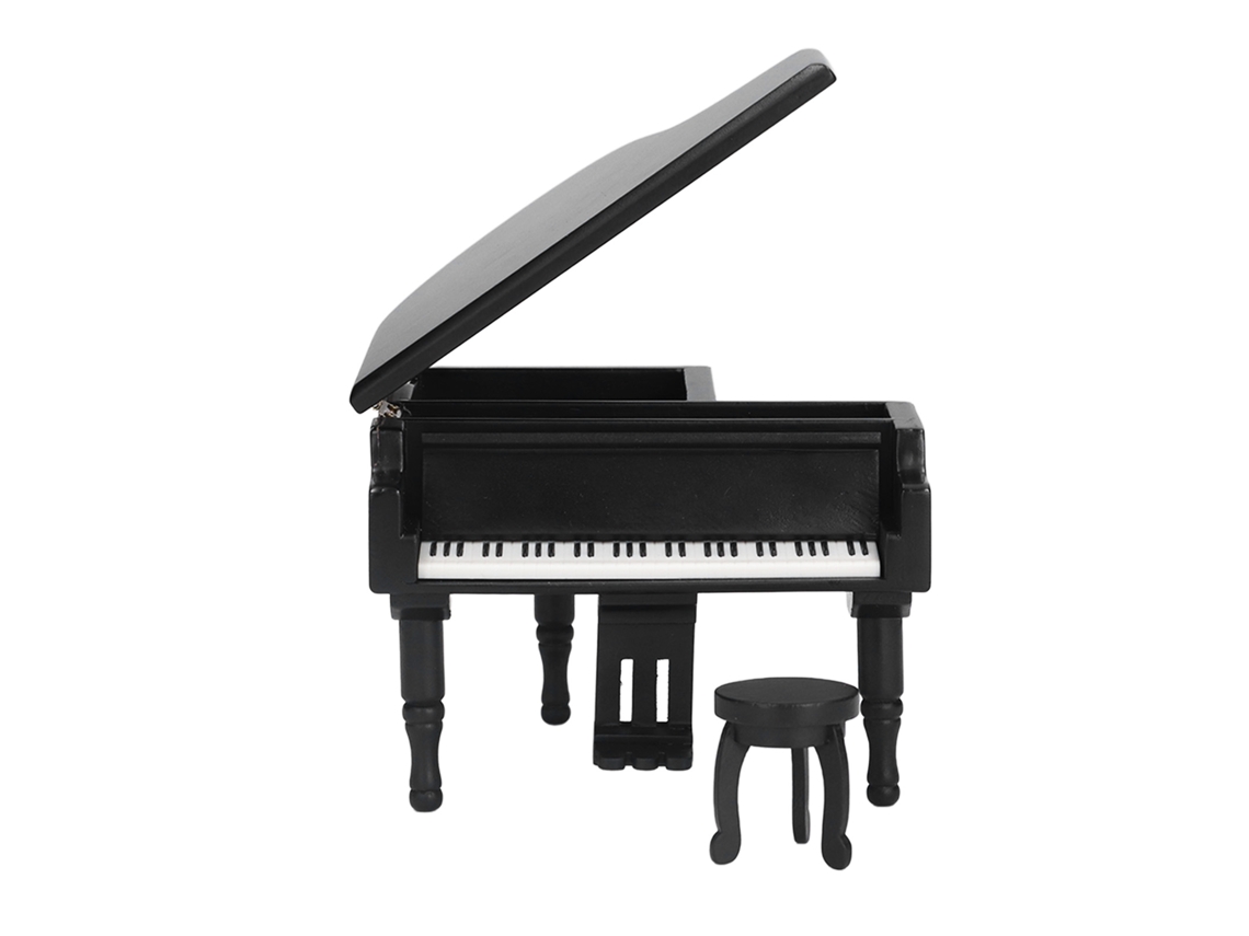 2026-caja De Música En Forma De Piano De Madera Simulación Adorno Regalo Para Navidad Cumpleaños San Valentín Negro