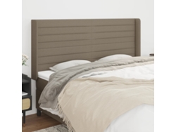 Cabecero Con Orejas De Tela Gris Taupe 203x16x118/128 Cm