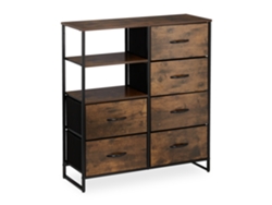 Cómoda Relaxdays, 6 Gavetas, 3 Prateleiras, Livros E Decorações, Cómoda Industrial, Axlxp: 92x84x32 Cm, Castanho/preto
