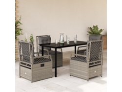Conjunto de 5 Piezas de Comedor para Jardín con Cojines Gris Claro DKD Home Decor