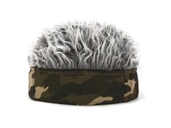 Gorro De Peluca Corta Gris Artificial Para Hombres Con Diadema Camuflaje Ajustable