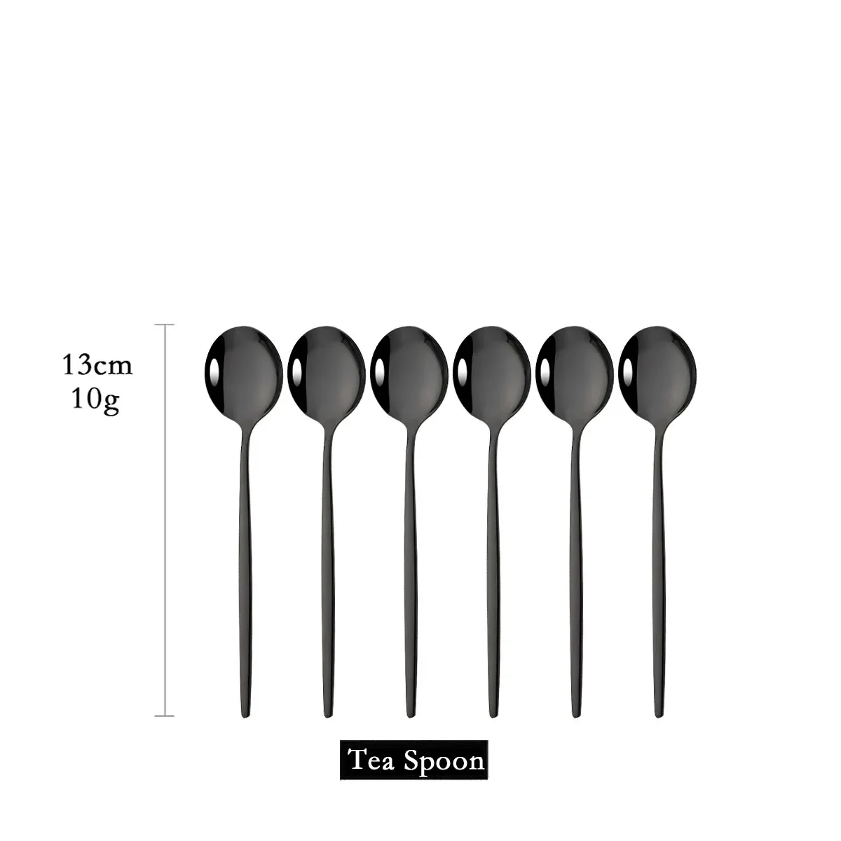 Cucharilla de té de acero inoxidable, utensilios de cocina MDUG (negro, 6 unidades)