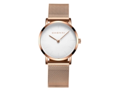 Reloj De Pareja De Cuarzo Impermeable Con Correa De Malla Para Mujer (blanco Rosa)