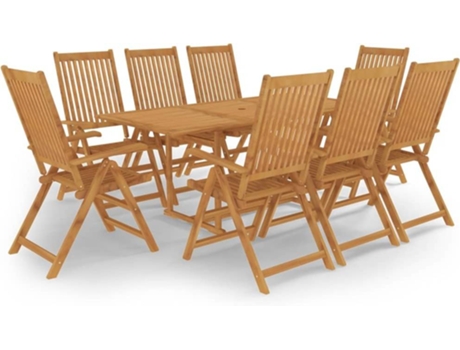 Conjunto 9 Conjunto de comedor de jardín VIDAXL madera maciza de teca