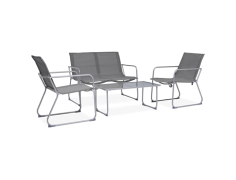 Conjunto 4 de muebles de jardín VIDAXL tela y acero gris