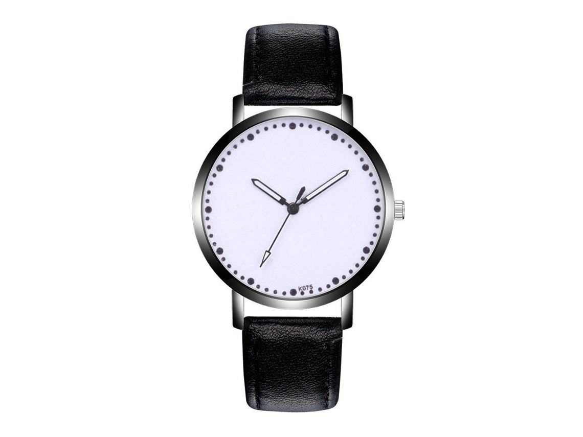 Reloj De Pulsera Analógico De Cuarzo Negro Con Esfera Redonda Para Parejas.