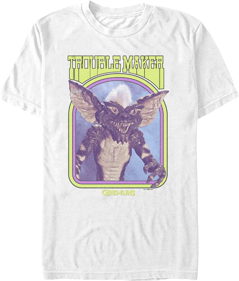 Camiseta Unisexo DEEPSTONE Troublemaker Gremlins Blanco (M)