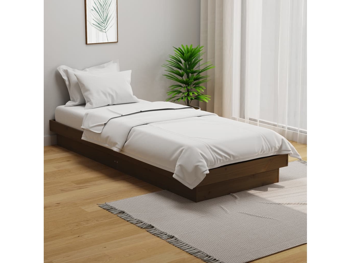 Estructura De Cama Individual Sin Colchón Madera Marrón Miel