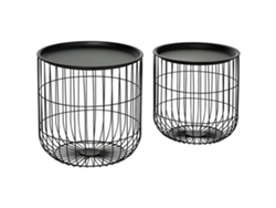 Mesa de centro de 2 piezas estilo escandinavo, acero negro.