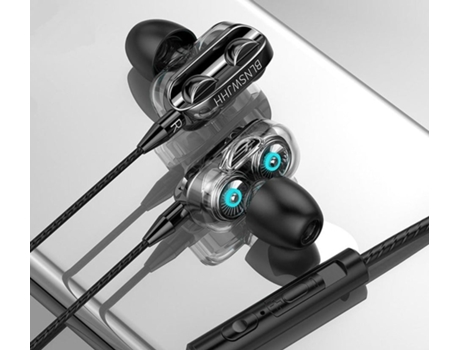 Auriculares con auriculares con altavoz dual para Iphone Samsung Xiaomi Huawei[Altavoz dual negro]