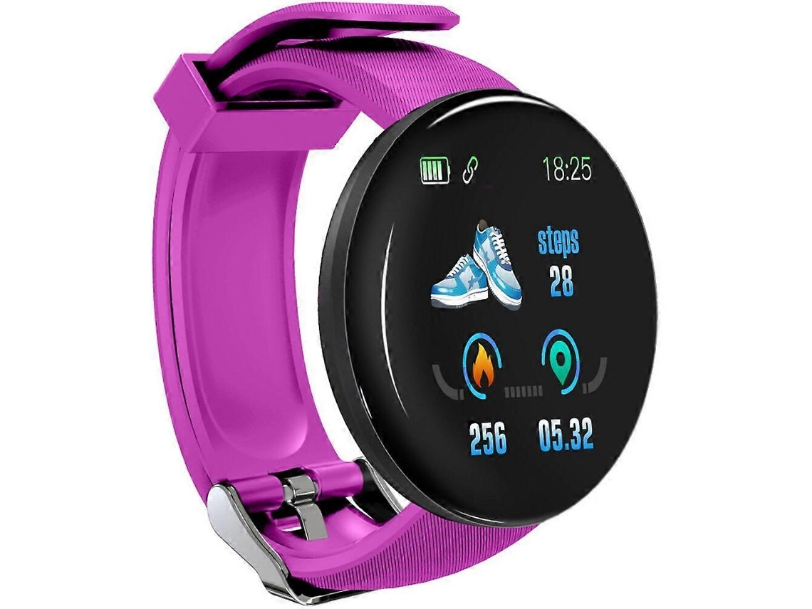 Reloj inteligente redondo D18s con monitor de frecuencia cardíaca y presión arterial, pulsera de fitness impermeable Ly Ebike