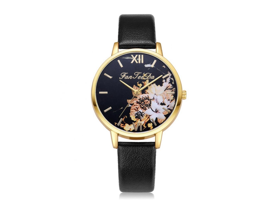 Reloj De Pulsera Casual De Moda Para Mujer Con Esfera Redonda, Acabado Brillante En Polvo, Piel Sintética Y Cuarzo Rosa.