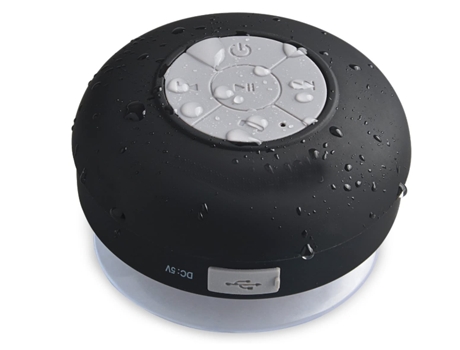 Mini Altavoz Estéreo Portátil Inalámbrico Bluetooth Impermeable para Ducha con Ventosa y Micrófono Incorporado Bluetooth 3.0 Negro BISBISOUS